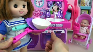 Baby doll and play doh kitchen food surprise toys BabyDoli play