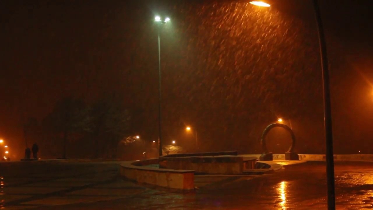snowfall at azrou city . marocco