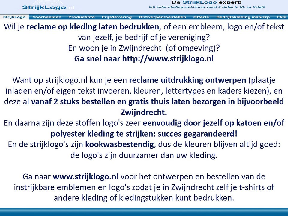 Reclame kleding bedrukken Zwijndrecht