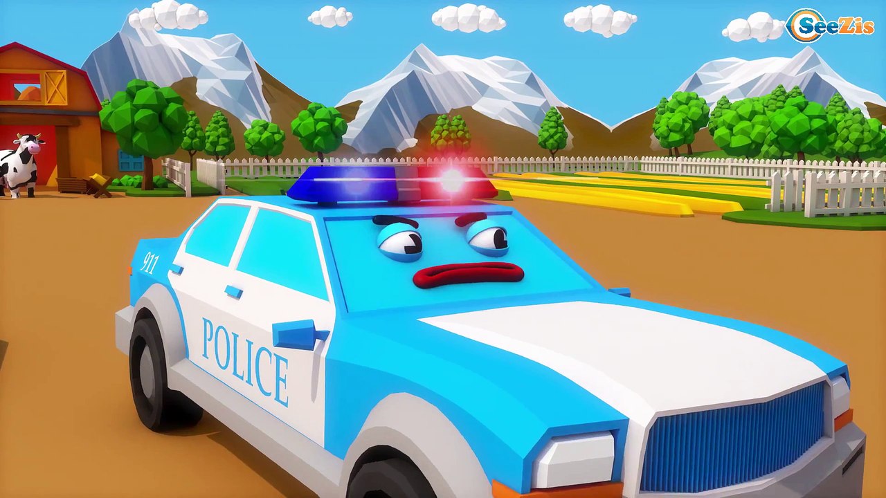 Learn Colors with Little Trucks and Police Car Emergency Cars & Trucks for Children and Toddlers
