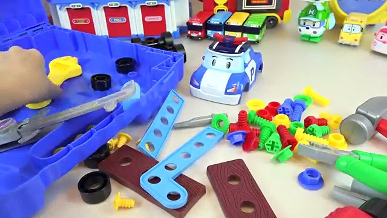 Robocar Poli tools car toys Fix Tayo bus & Poli car 로보카폴리 전동공구놀이