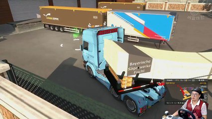 유로트럭 한진택배 초대형목재 트레일러 운송하기 유로트럭2 택배 트레일러모드