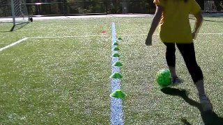 Soccer cone dribbling for beginner and intermediate players