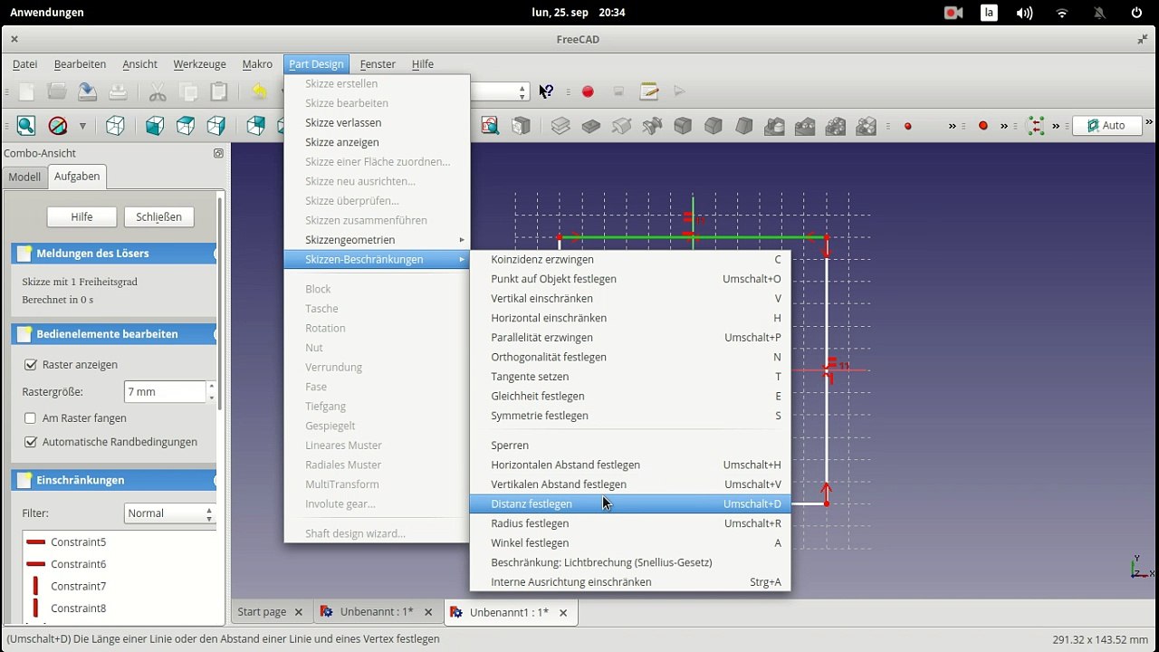 Freecad fuer Anfaenger Wuerfel mit Bohrung