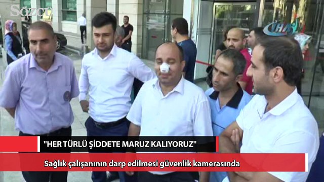 Sağlık çalışanının darp edilmesi güvenlik kamerasında