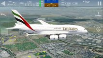Emirates Airline A380 approach and landing at San Jose Airport