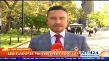 Concejales de Nueva York se suman a protestas de rodillas contra el presidente Donald Trump en rechazo a la discriminaci