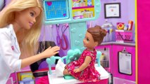 Dr. Barbie Doll Doctors Office Visit with Sick Girl - Careers Playset Toy Video Cookieswirlc