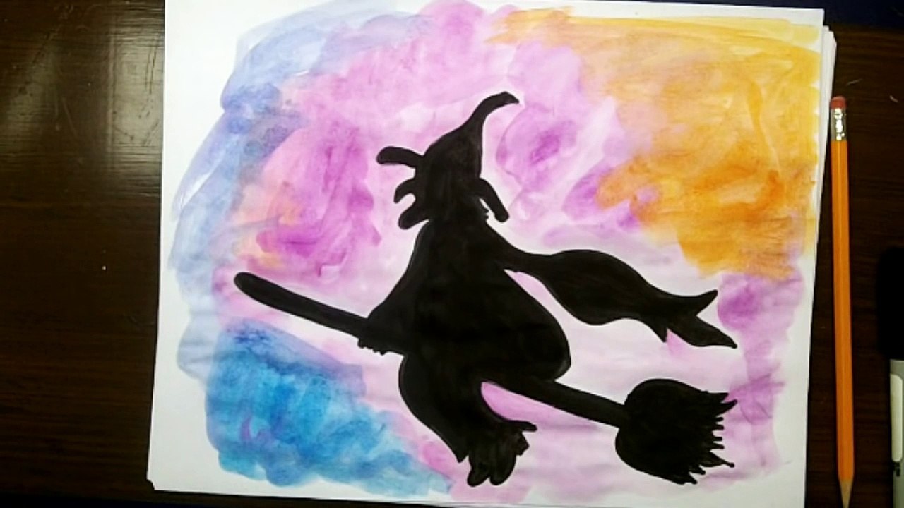 How to Draw a Witch On a Broom for Halloween - Step by Step Halloween Drawing Ideas