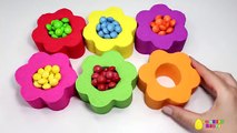 DIY Kinetic Sand Candy Skittles Flowers Learn Colors with Kinetic Sand Feet and Hands for Kids