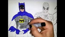 Draw and Color Super Hero Spiderman, Batman, Coloring pages Wonder Woman Learn colors for kids