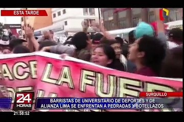 Barristas de la 'U' y Alianza Lima se enfrentaron en Surquillo