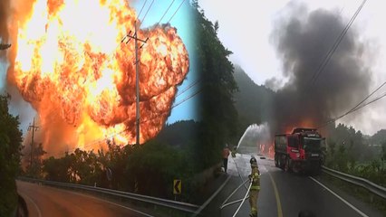 '탱크로리 폭발 예감'...대원 대피시켜 무사 / YTN