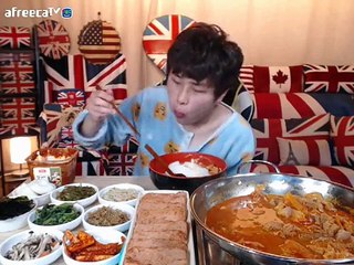 BJ꽃돼지 돼지짜글이+스팸+집반찬 먹방