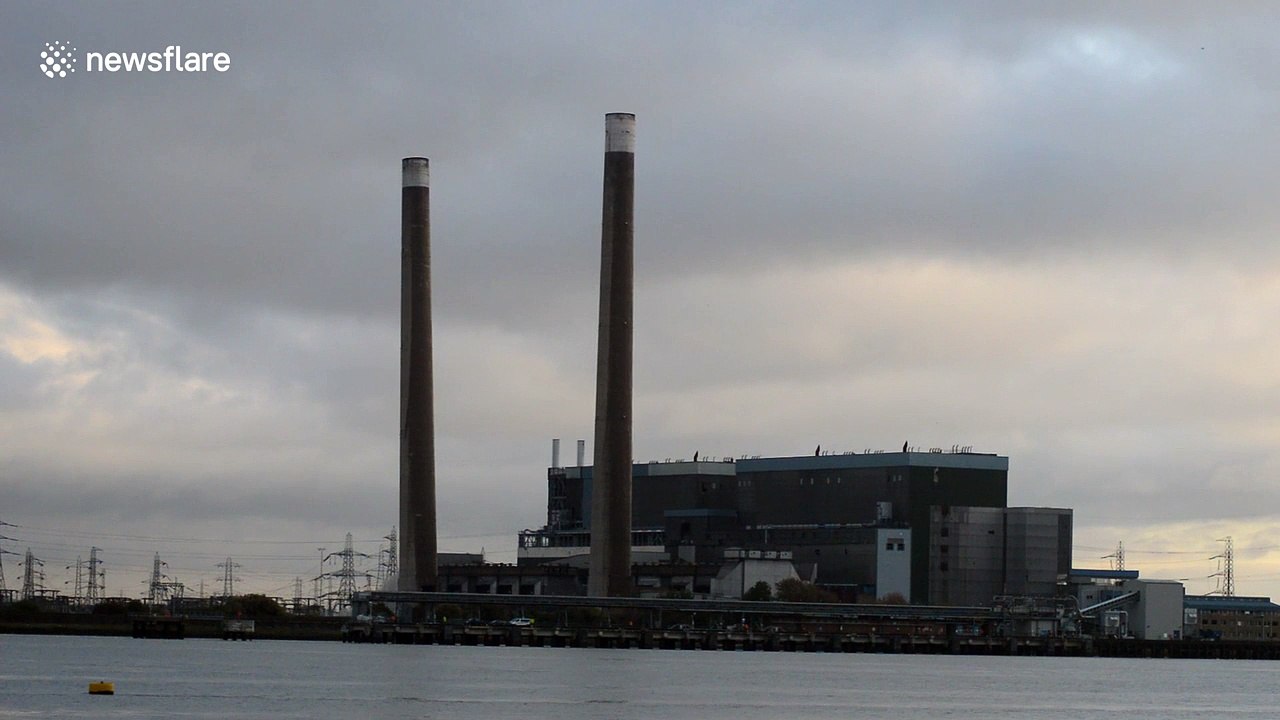 Tilbury Power Station chimney demolition