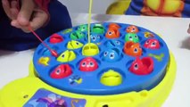 Lets go fishing Family Fun Game For Kids Surprise Toys Challenge Spider-Man Vs Wolverine ToysReview