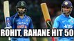 India vs Australia 4th ODI : Rohit Sharma, Rahane slam their respective 50 | Oneindia News