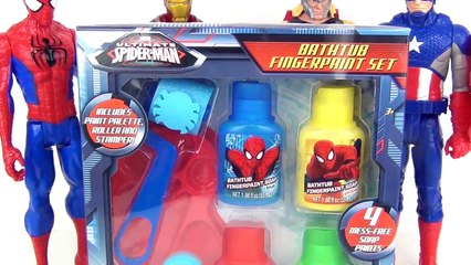 Spider Man Bath Paint, Learn Colors with SUPERHERO Iron Man, Thor, Capt. America Toy Suprises / TUYC