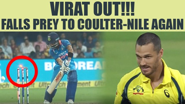 India vs Australia 4th ODI: Virat Kohli out for 21, Coulter-Nile out smarts Indian skipper |Oneindia