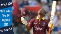 England vs West Indies | 4th ODI | 27 Sep 2017 | Evin Lewis Hit Ton & Alzarri Joseph Five Wkt Haul