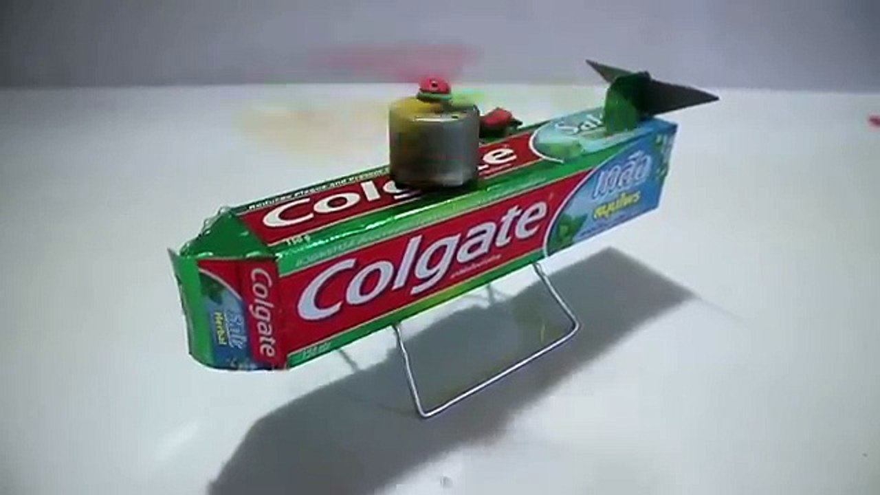 How to Make a Colgate Electric Helicopter with DC Motor - Very Easy | Powered Helicopter DIY at Home