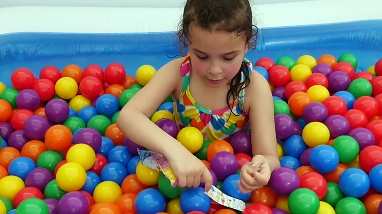 Ball Pit Fun for Kids Children Babies in a Swimming Pool with Surprise Toys and Surprise Eggs