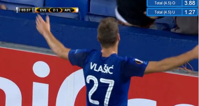 Nikola Vlasic GOAL - Everton 2-1 Apollon - 28.09.2017