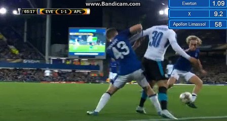 Nikola Vlasic GOAL - Everton 2-1 Apollon - 28.09.2017