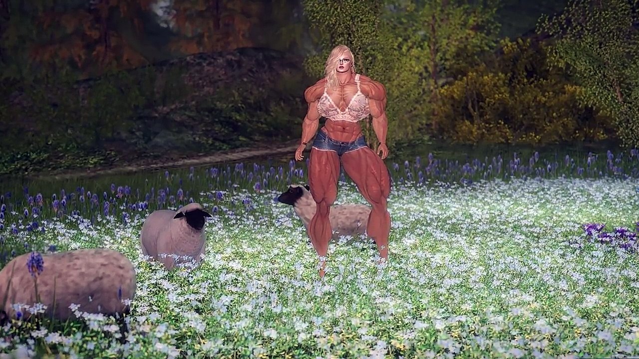 Luna in Breezy Meadow (Beautiful Muscle Girl in Nature)