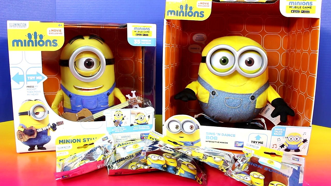 Minions Sing N Dance Bob With Intering Minion Stuart With Guitar Plus Surprise Toy Bags