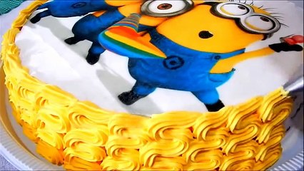 Bolo Minions (Decoração feita com chantilly) #Culinária com Angelica Mendes