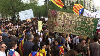 تظاهرة في وسطة برشلونة دفاعا عن الاستفتاء