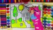 Learn Colors for Kids and Hand Color Watercolor House Trees Coloring Pages
