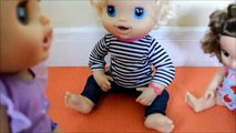 Baby Alive Gymnastics Part 2! SARA THE BULLY Breaks Brookie Cookies Leg! - baby alive videos