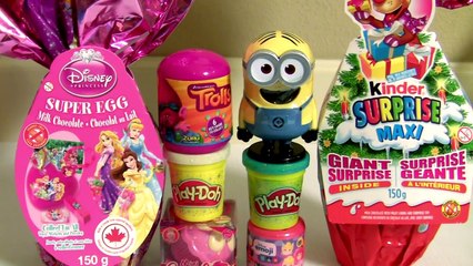 Giant Egg Surprise Disney Princess Anna Elsa Ariel with Disney Emoji Fashems & Play-Doh Surprise-YB_kB854Fiw