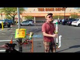 Street Performer Entertains Passersby With Homemade PVC Saxophone