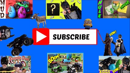 ZOMBIE BLAST GAME UNBOXING PLAY-DOH SURPRISE EGG MONSTER TRUCK MONSTER JAM with Little BATMAN