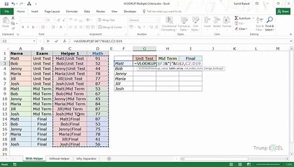Using Excel VLOOKUP Function with Multiple Criteria