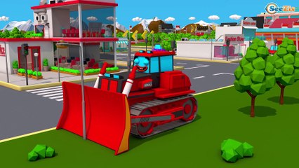 Curioso TRATOR Quebrando: e Pneus do REBOQUE na Cidade do Carro - Desenhos animados crianças