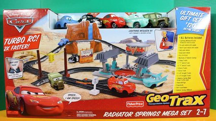 Disney Pixar Cars Geo Trax Radiator Springs Mega Set With Lightning McQueen Sheriff And Sarge