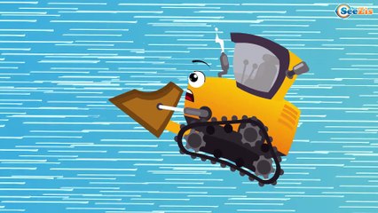 The Bulldozer and COLOR Balloons - New Construction Trucks Video - World of Cars for children