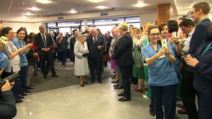 Queen laughs with staff as she opens Aberdeen hospital roof garden