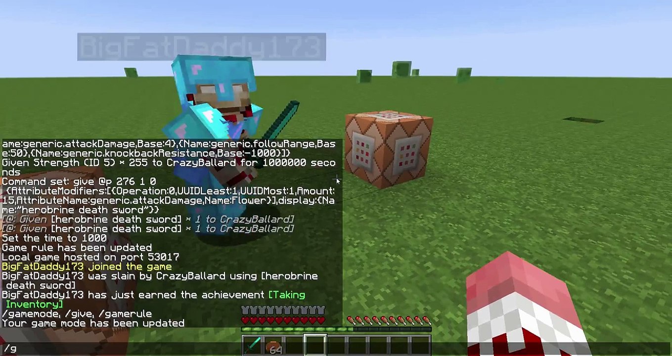 minecraft how to summon herobrine command block