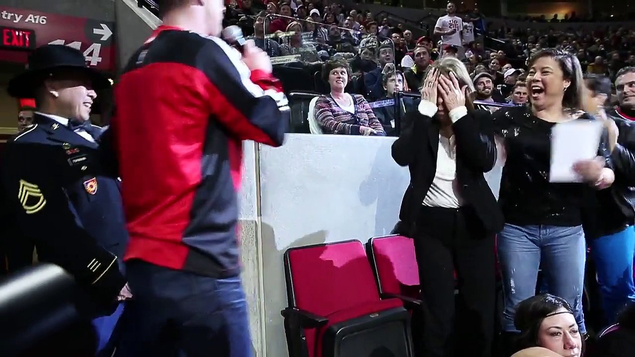 Army Soldier Glenn Furukawa Surprises his Mother at Blazers Game