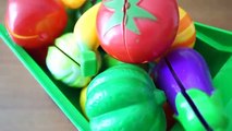 Learn names of fruits and vegetables / Toy velcro / Cutting fruits and vegetables.