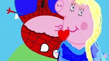 Peppa Pig Episódio Elsa e Spiderman(Homem-aranha),Superman,Simpsons, Minion, Smurf Paint Pintar