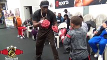 MAYWEATHER BOXING SCHOOL: FLOYD MAYWEATHER SR IN SESSION W/ NATIONAL CHAMPION CURMEL (PAD TRAINING)