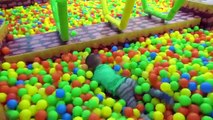 Indoor Playground Family Fun Play Area For Kids Bad Baby Learn Colors with Balls Crazy SuperHeroes