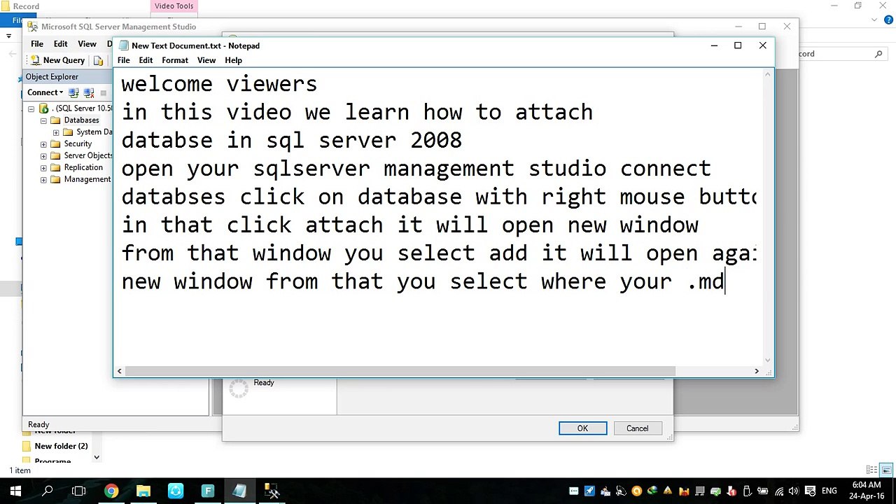 How to Attach Database in Sql Server