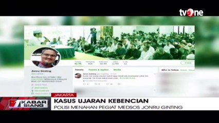 Polisi Terus Usut Kasus Ujaran Kebencian Jonru Ginting
